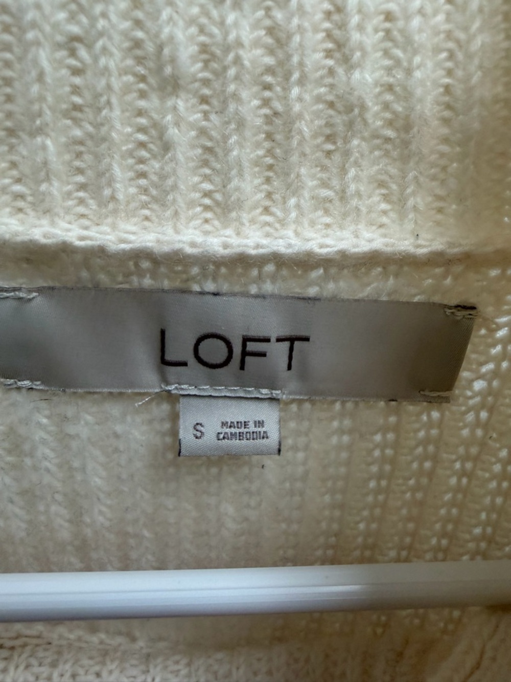 LOFT Cream Button-Shoulder Turtleneck Sweater - Picture 3 of 3